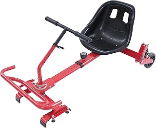 Hoverboard mit Sitz Hoverboard Sitz,Sitzscooter mit 3*Stoßdämpfern& 2*Rädern Längenverstellbar Kompatibel Sitz für 6,5-10 Zol Erwachsene/Kinder Sitz für Hoverboard Kart (Rot)