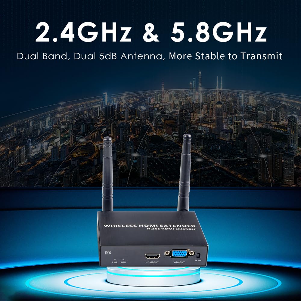 EXVIST Kit d'extension HDMI sans Fil 3 récepteurs 1080P@60FPS 100 m IR émetteur HDMI/VGA PC Ordinateur Portable PS4