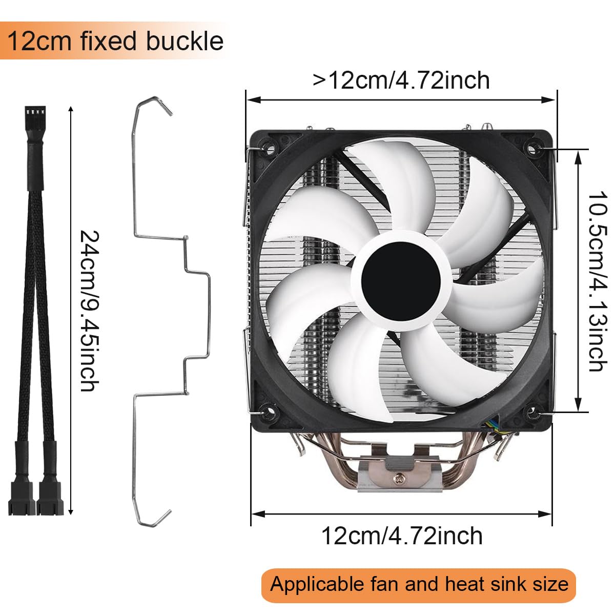 Fan Buckle CPU Radiator Cooling Clip PC Fan Hook 12cm Wire Buckle Upper Hook Type Fixing Clip Bracket for Computer Mainboard Fan Heatsink, Elastic Steel Metal, 8 Pcs - 2