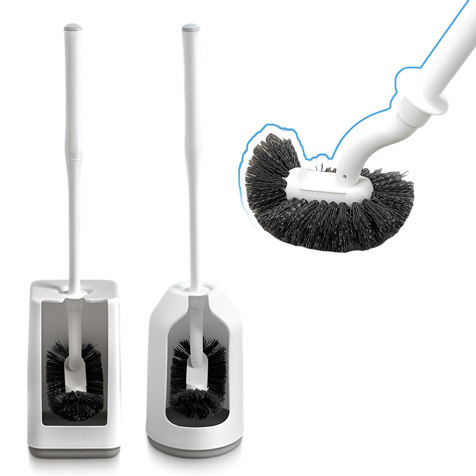 Brosse de toilette antibactérienne WideSmart à action de nettoyage en profondeur et anti-goutte