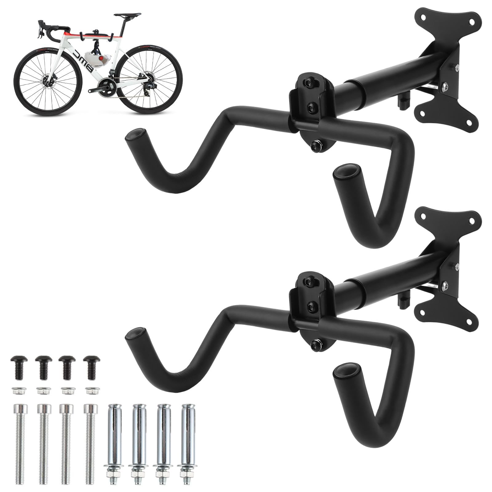 Support Mural pour Vélo Pliable et Rembourré, Porte-Vélos Mural 2 Pièces pour Garage VTT