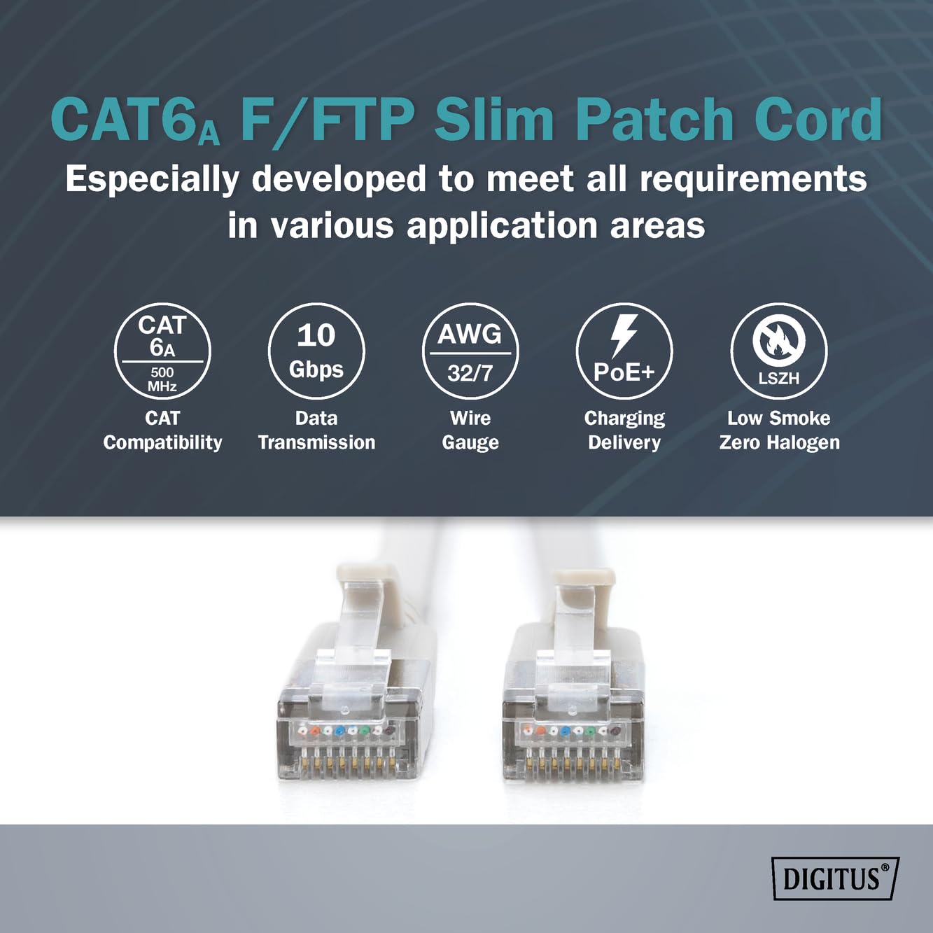DIGITUS Câble LAN Cat 6A – 3 m – 10 pièces – Slim – F/FTP – Gris | 10 Gbit/s – Blindé – PoE+ – AWG 32/7 – LSZH – Câble réseau RJ45 – Compatible Cat 6 et Cat 7