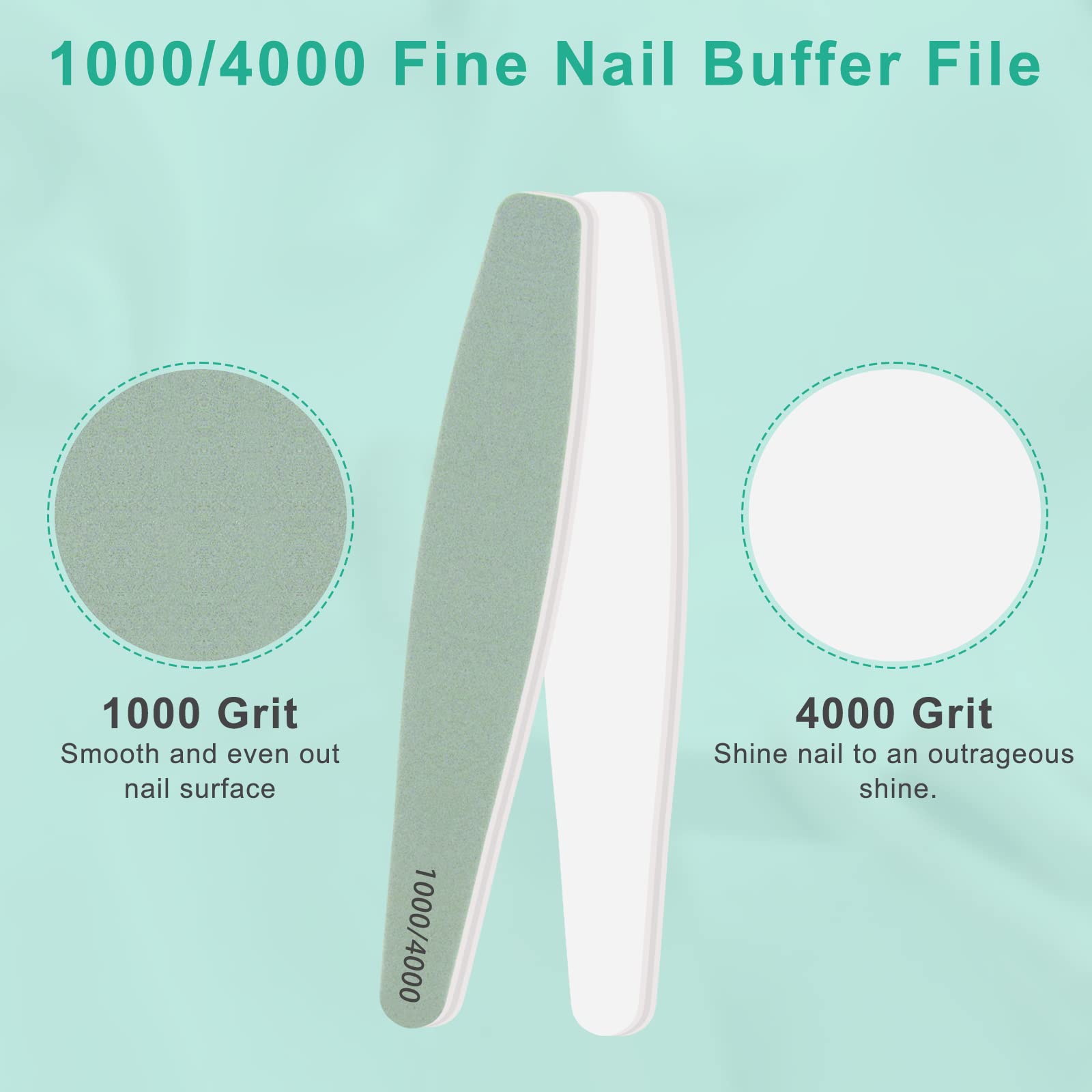 CGBE 12Pcs Limes à Ongles Professionnelles, Limes Polissoirs à Ongles Lisse et Brillant pour Ongles Naturels, Buffer Ongles Double Face Grain 1000/4000 Lavable Réutilisable Pour Salon, Maison