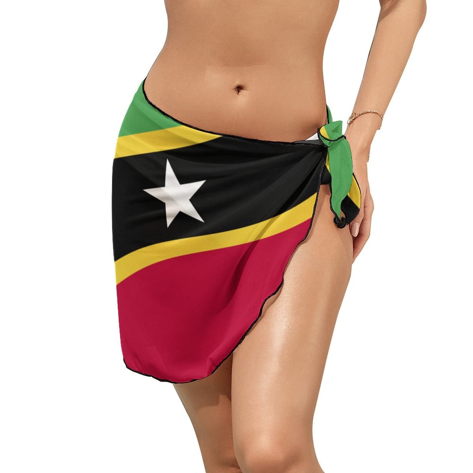 Aooedm Women's Style-9 Wraps Skirt For Saint Kitts And Nevis Flag Bathing Suit Bikini Cover Ups For Swimwear 2XL