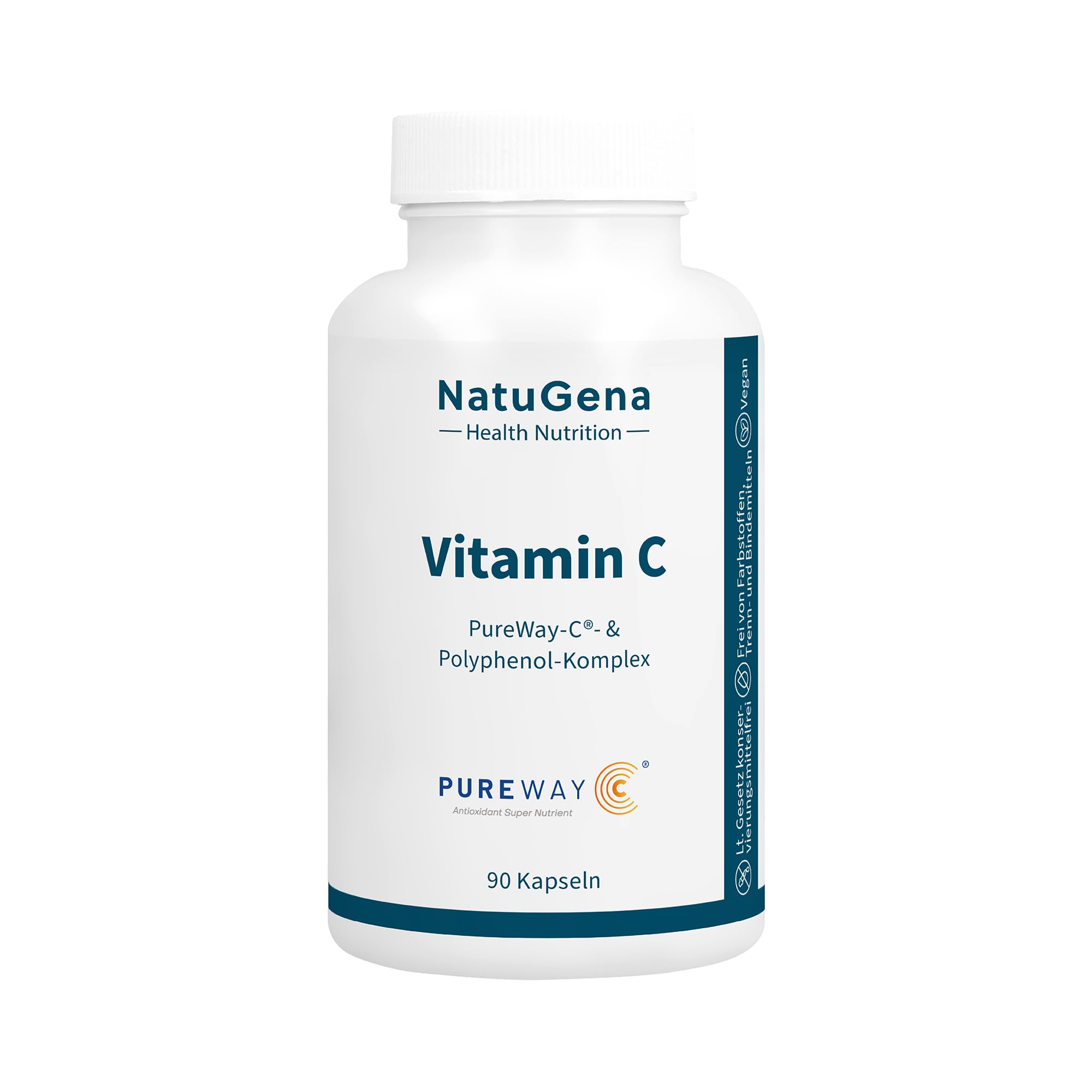 NatuGena Vitamin C, PureWay-C- & Polyphenol-Komplex, OPC aus Weintraubenkern-Extrakt und Querecitin, 90 Kapseln (1 Monats Packung)