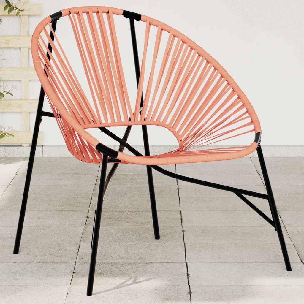 Générique Sedia Uovo da Giardino Nero e Arancione in Resina Intrecciata Poly Rattan con Telaio Acciaio, Poltrona Esterna Confortevole con Schienale e Braccioli