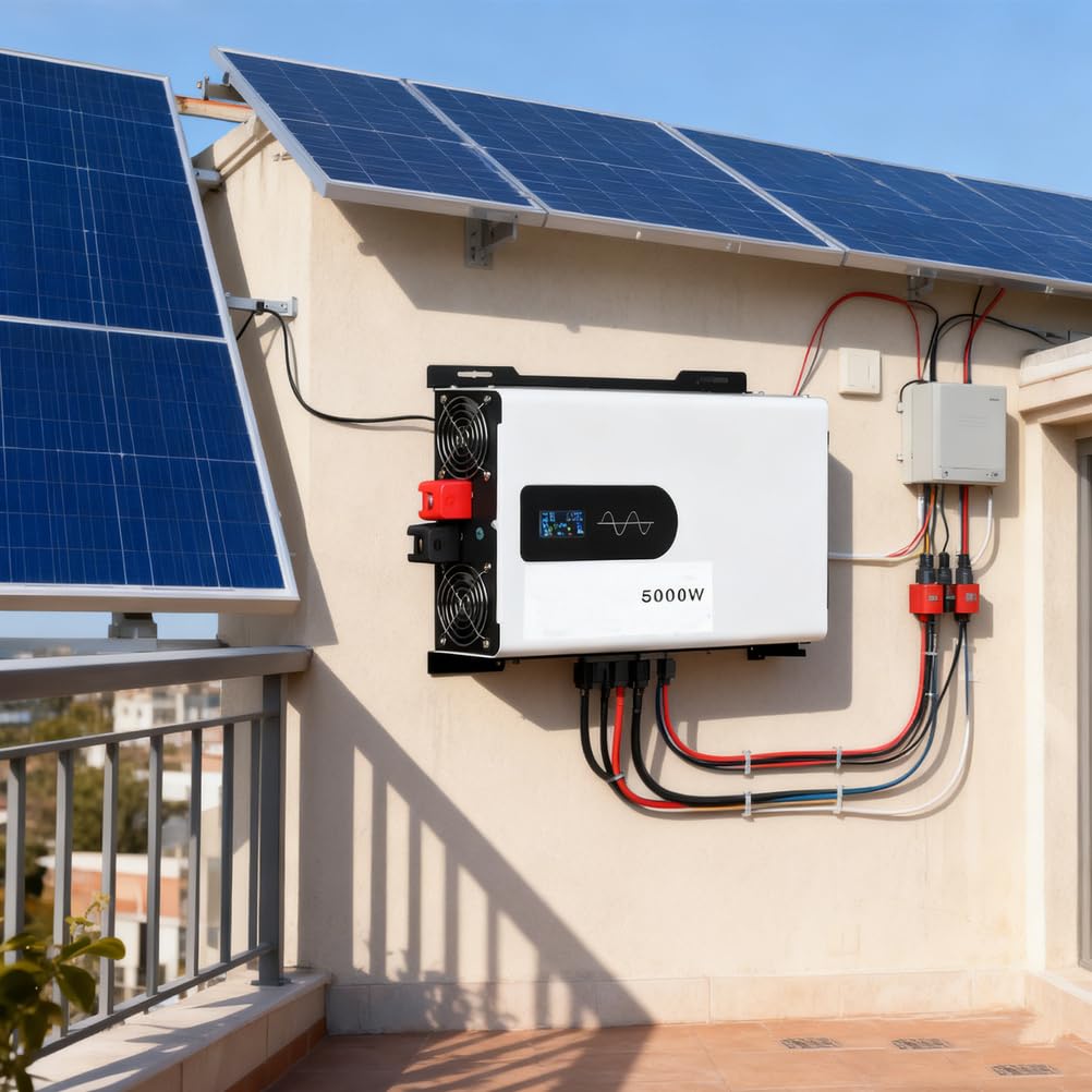 Falownik o mocy 5000 W z czystą sinusoidą 12 V/24 V/48 V DC do 220 V/110 V AC z wyświetlaczem LCD 2 otwory wentylacyjne Falownik samochodowy niskiej częstotliwości