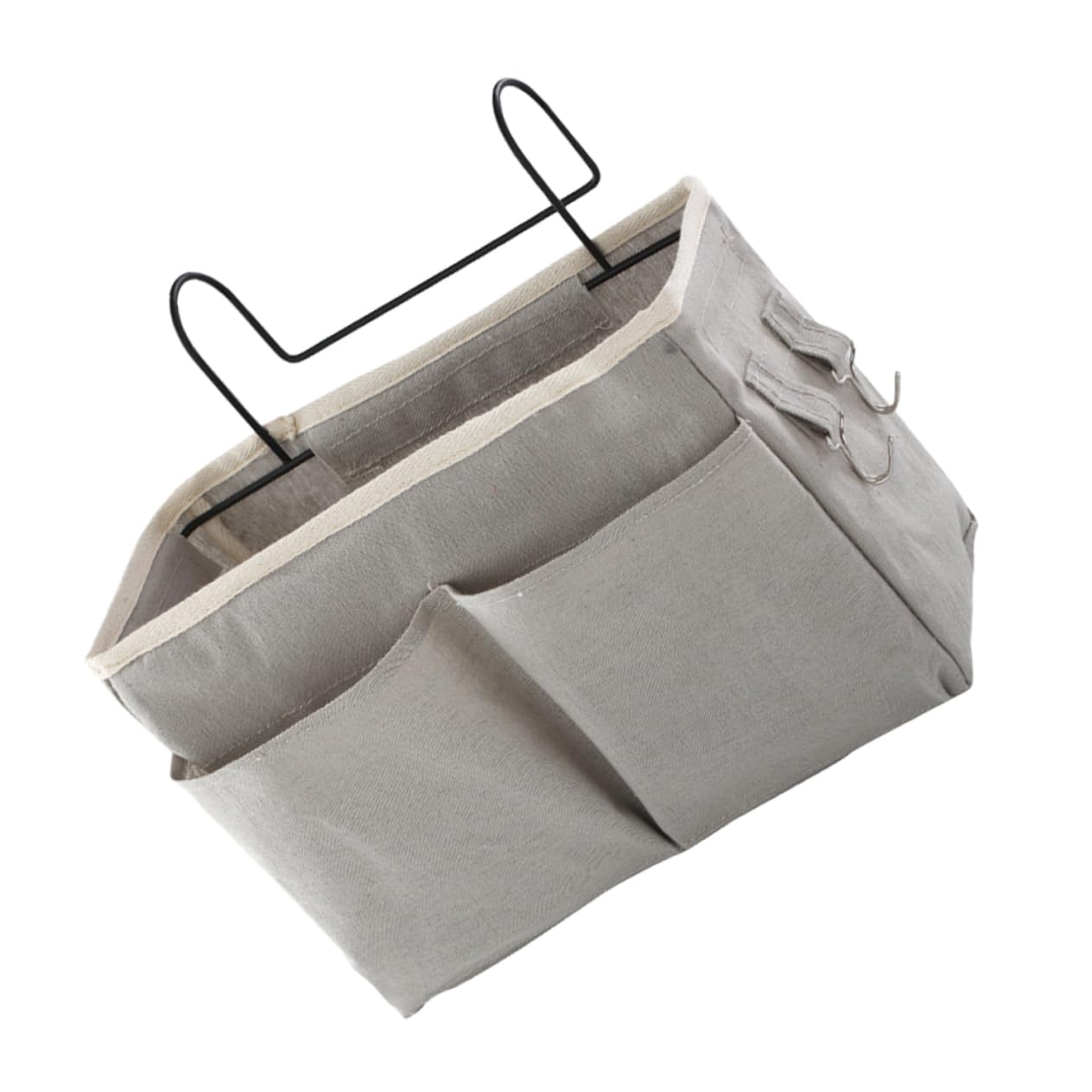 OUNONA Portable Bedside Hanging Storage Organizer Grey Bed Basket for Dormitory Easy Installation Bedside Organizer for Phones Magazines and Essentials Versatile Hanging Storage