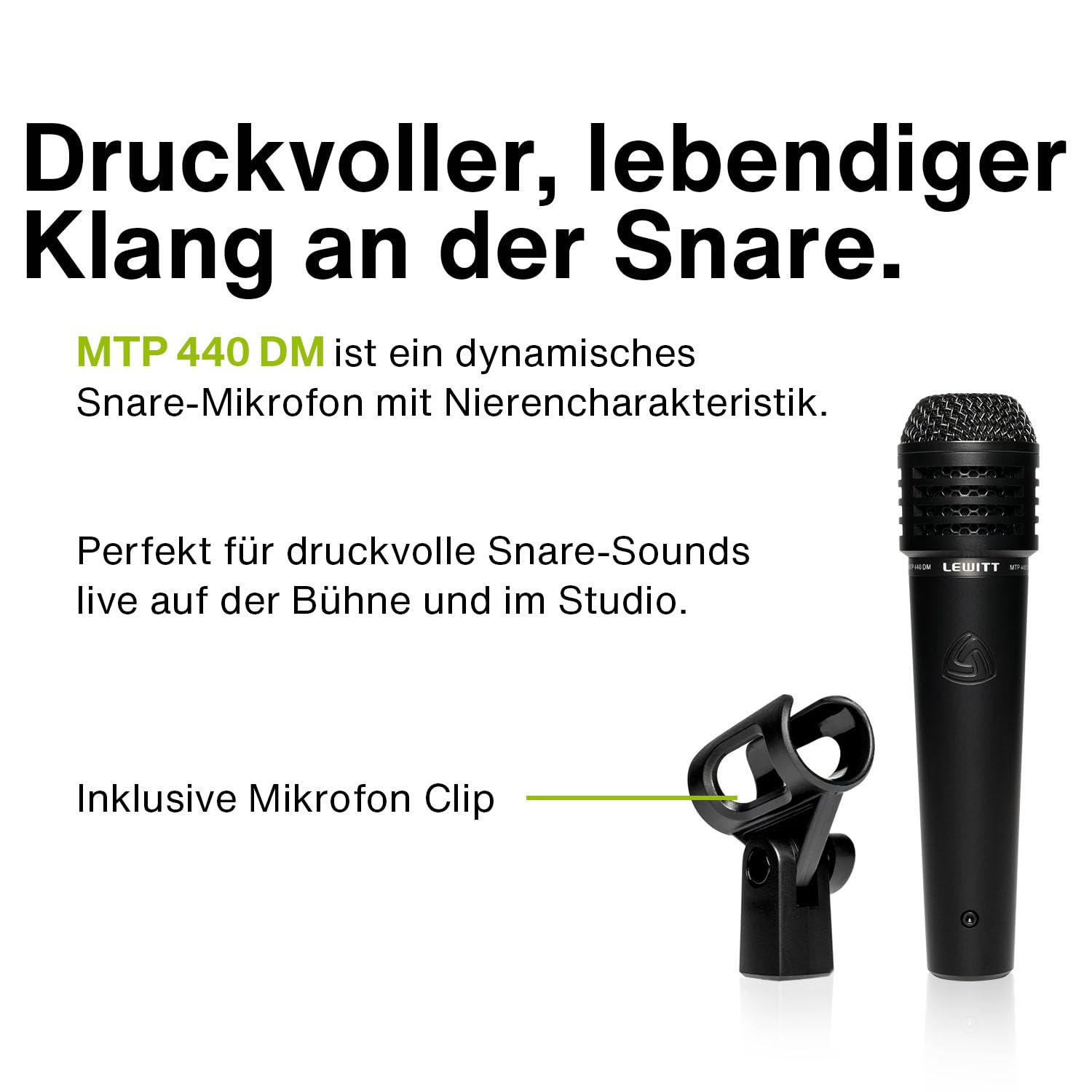 LEWITT Drum Mikrofon Set BEATKIT für Live und Studio inkl. Zubehör | Set mit Kick Drum Mikrofon, Snare Mikrofon und Stereopaar Overheads - inkl. Klemmen, Halterung und Windschutz