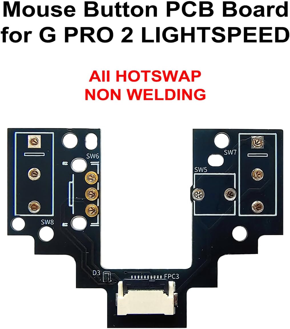 Hot-Swap Micro Switch PCB Kit for Logitech G Pro X Superlight 2 Lightspeed GPW4 Mice – ENIG Gold Pads, 6-Claw Clamps | Fix Double-Click & Customize Clicks