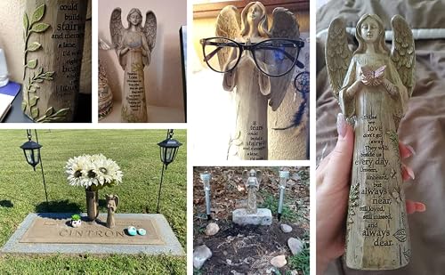 Topadorn Angel Statue Decoration For Garden, Lawn, Home & Patio, Standing Angel With Bird Memorial Love Resin Figurine Sculpture Ornament, Waterproof Angel Antique Stone, 10''H #TOP3