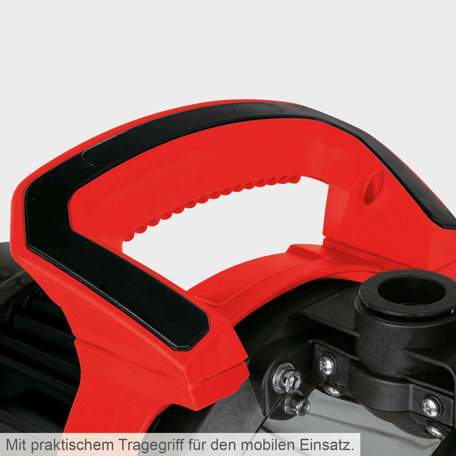 Close-up of the pump's practical carrying handle, with text indicating it's for mobile use.