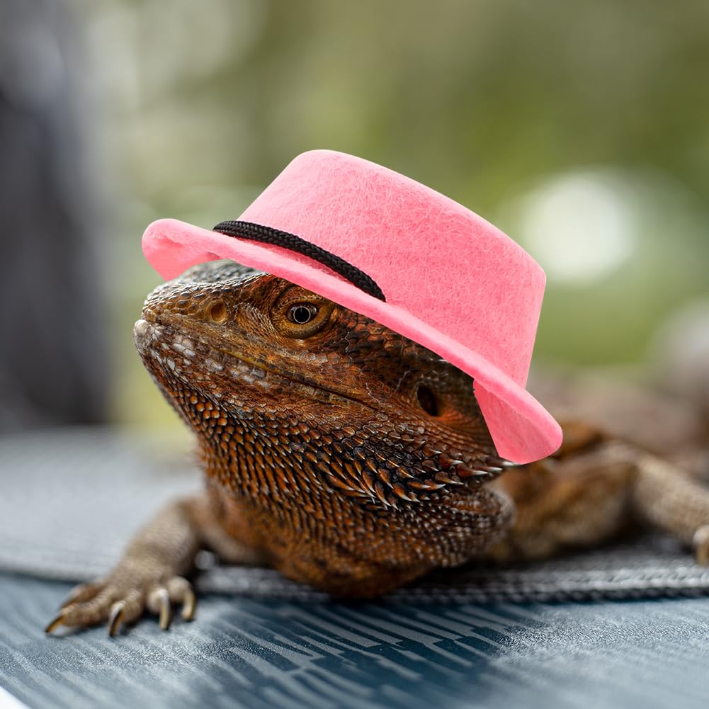 Bearded Dragon Hat and Bowtie,2 Pack Pink Cute Valentine's Day Small Pet Costume Outfits Accessories Set for Lizards Geckos Hamsters Bearded Rats - Image 3