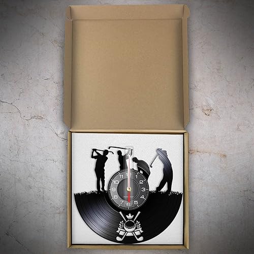Miniatura 8 de Reloj de pared de disco de vinilo con logotipo de club de golf de 12 pulgadas, funciona con pilas, cuarzo silencioso, sin tictac, juego deportivo,