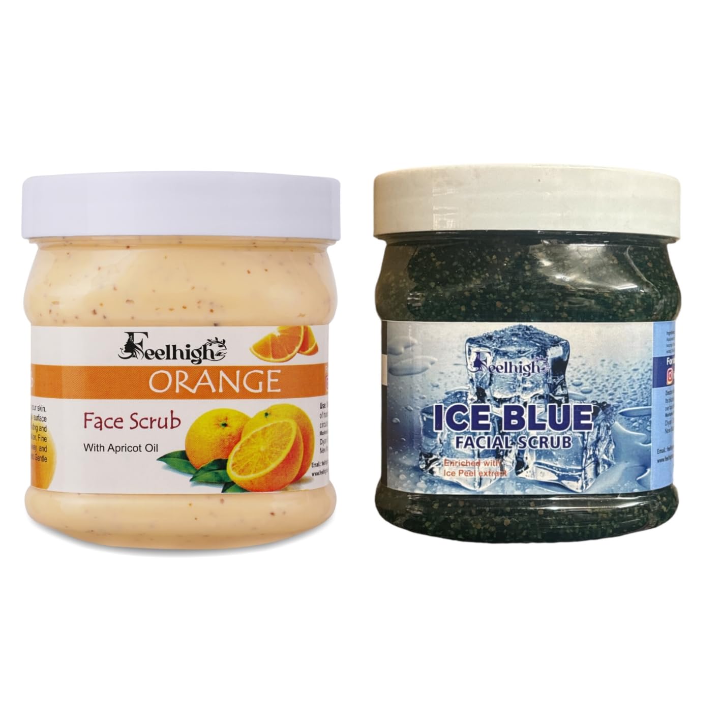 Feelhigh Face and Body Orange Scrub Enriched with apricot oil 500ml helps to smoothning skin and Ice cool Scrub 500gm For Man and Woman -Pack 2-image-40