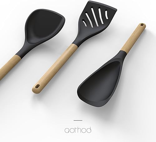 Miniatura 3 de Juego de utensilios de cocina de silicona, 446 F resistentes al calor, utensilios de cocina antiadherentes, juego de espátula, cuchara, volteador,