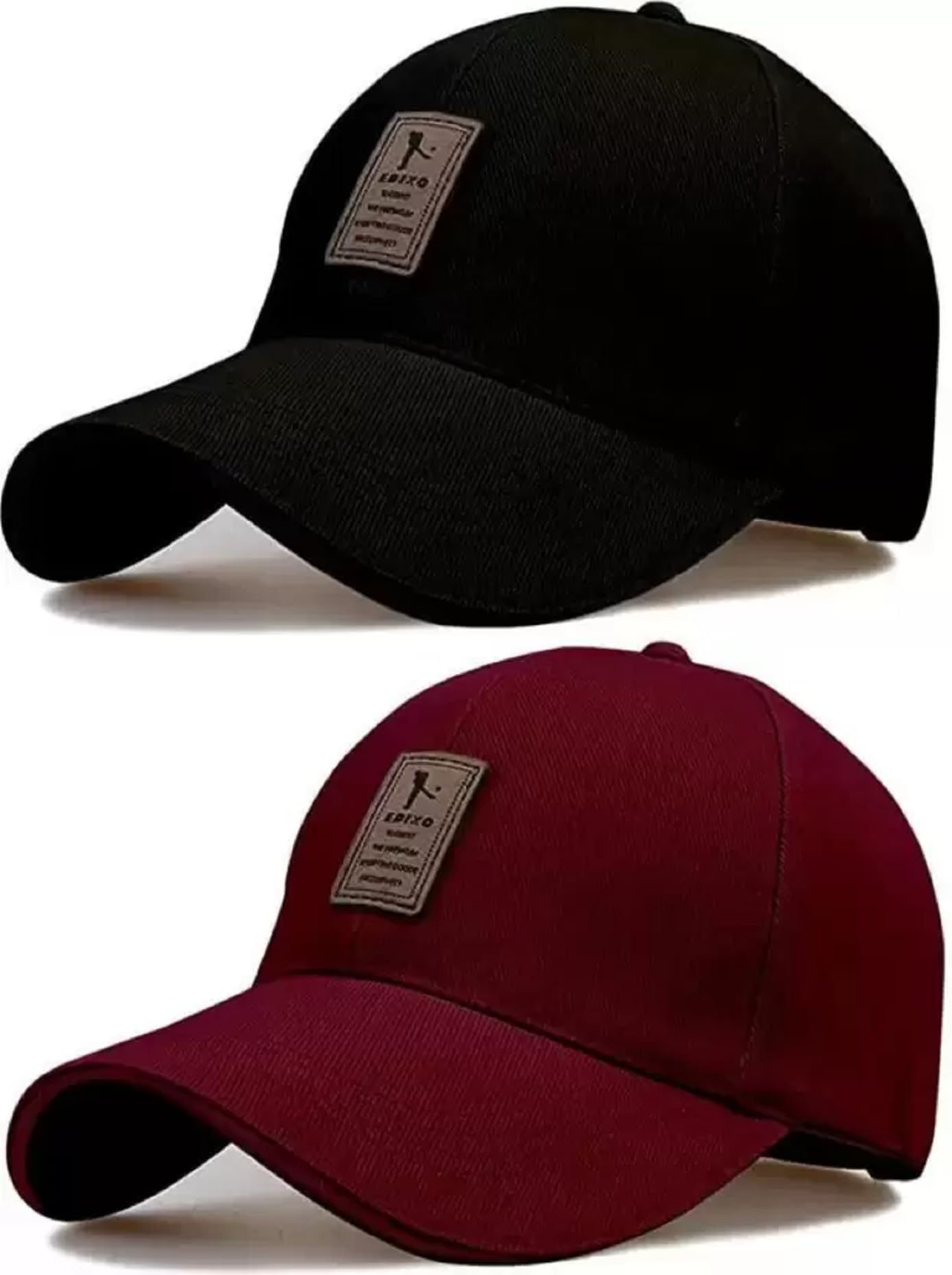 BIZOLOCotton Sports Cap for Men & Women | Adjustable Strap | Lightweight & Comfortable | UV Protection | Outdoor & Casual Wear for Running, Gym, Travel & Sports | Color - Black and MaroonPack of 2