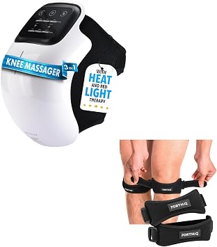 FORTHiQ Knee Massager Smart with Heat & Red Light + Adjustable Knee Brace 2-Pack, Cordless Knee Care & Support Bundle, Portable Comfort for Relaxation, Mobility & Everyday Use, Gift for Family