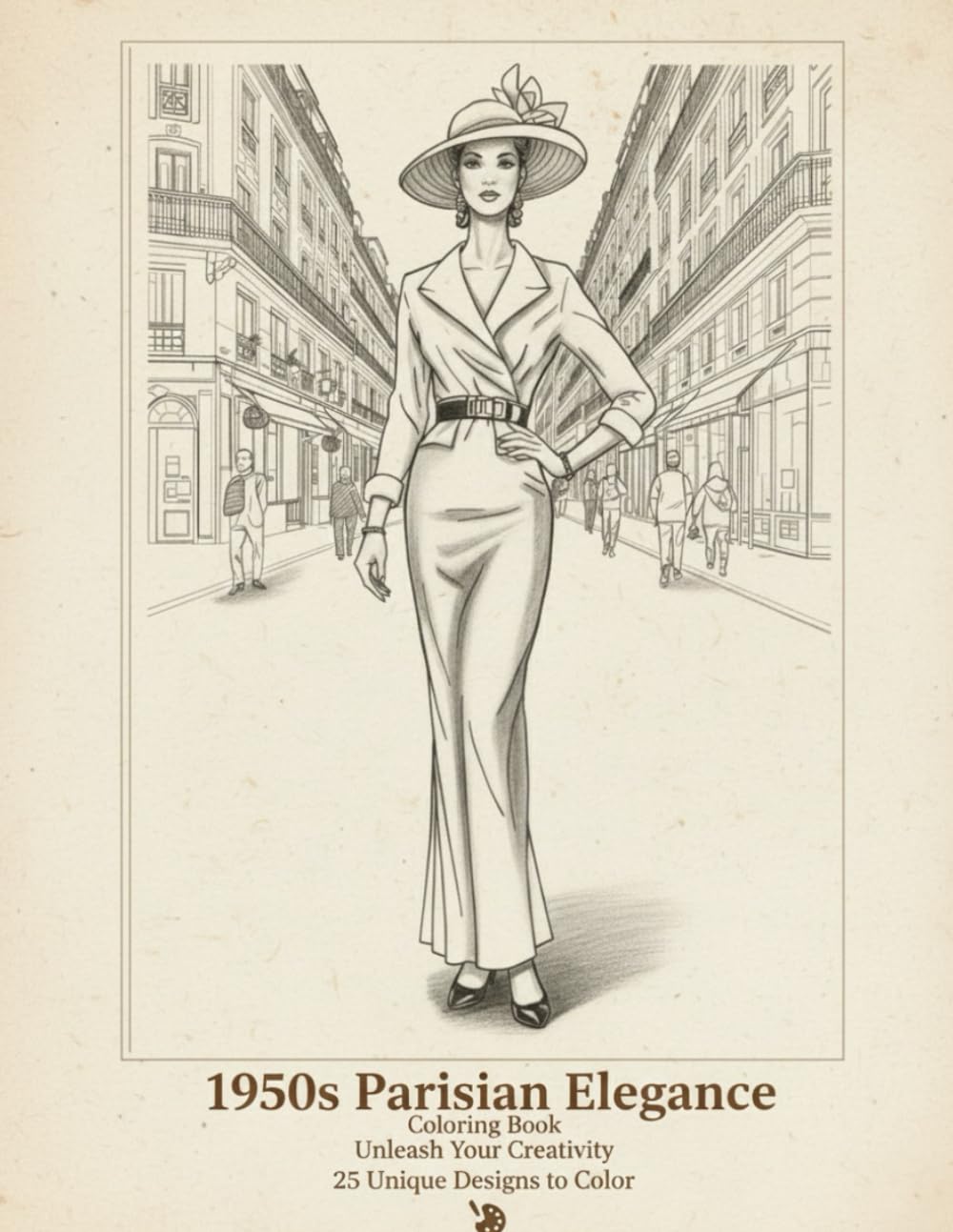 1950s Parisian Elegance Coloring Book: Grayscale Edition: A Shaded Adult Coloring Book featuring Vintage French Fashion and Elegant Paris Scenes
