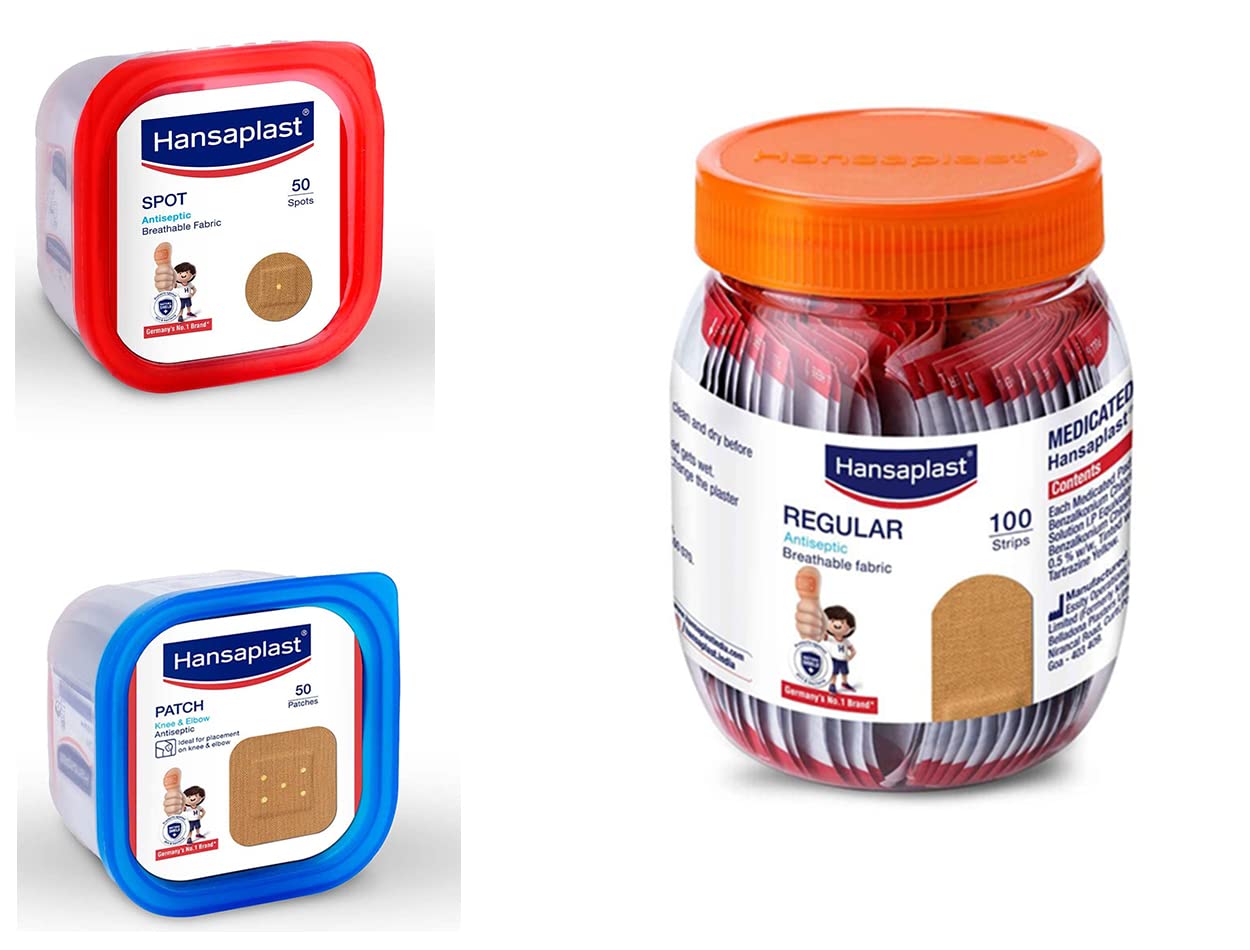 Jomed Combo pack of Spot(50pcs) and Patch (50pcs) With Regular First Aid dressings 100+40 free Regular strips pack