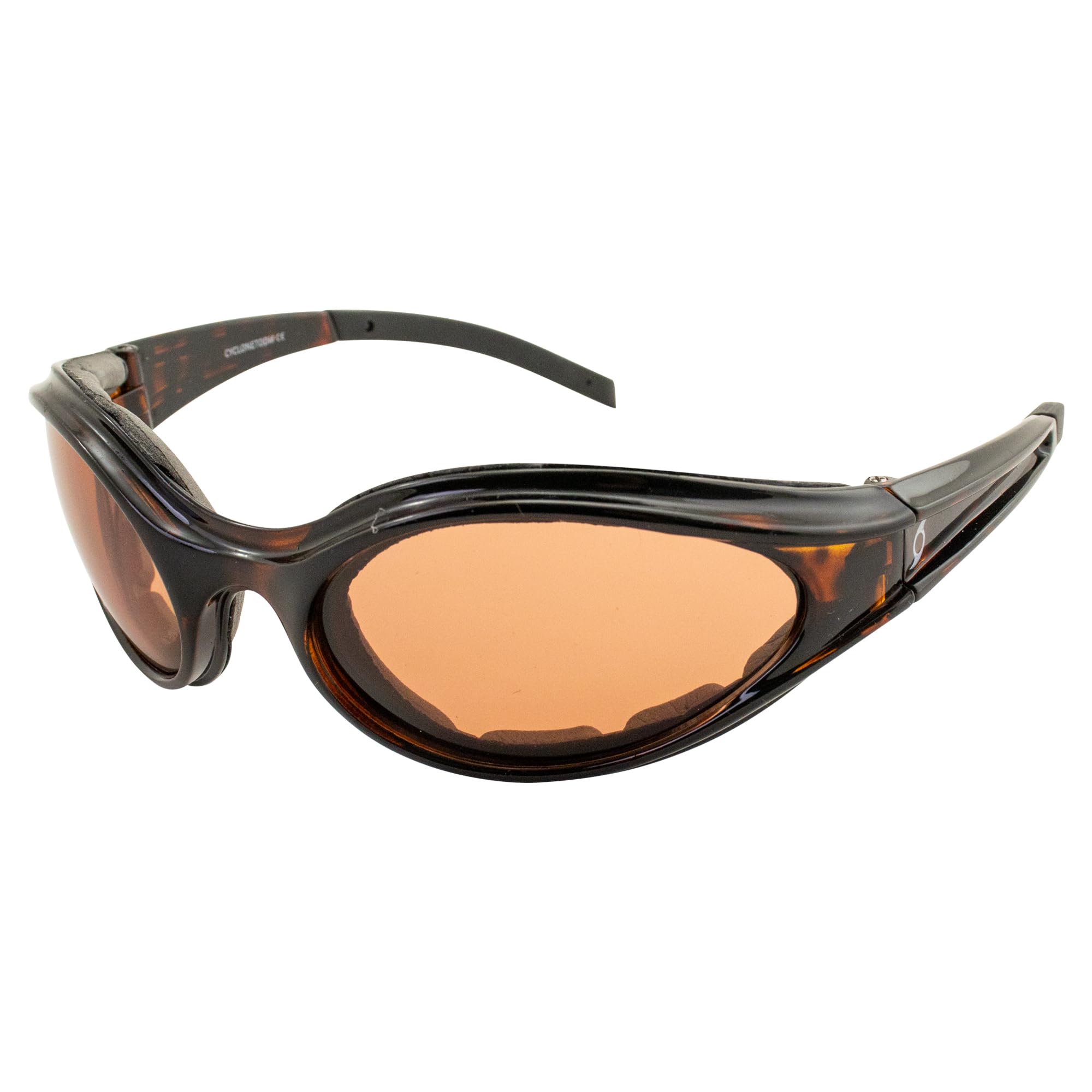 Hurricane Eyewear Cyclone Sport Sunglasses Padded Men and Women Riding Glasses Tortoise Frame with Driving Mirror Lens