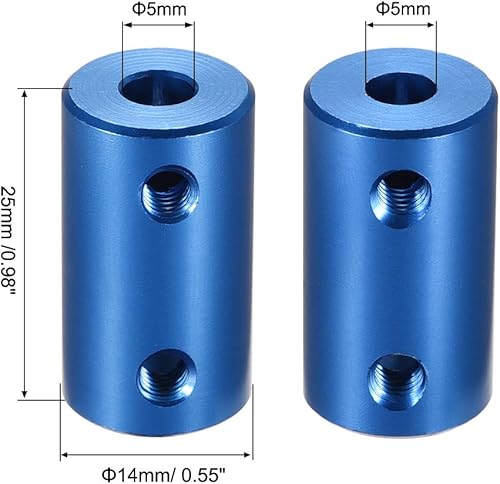 Miniatura 21 de uxcell Juego de acoplamiento rígido de 0.236 in a 0.276 in Tornillo L25XD14 aleación de aluminio, conector de acoplador de eje, accesorios de motor