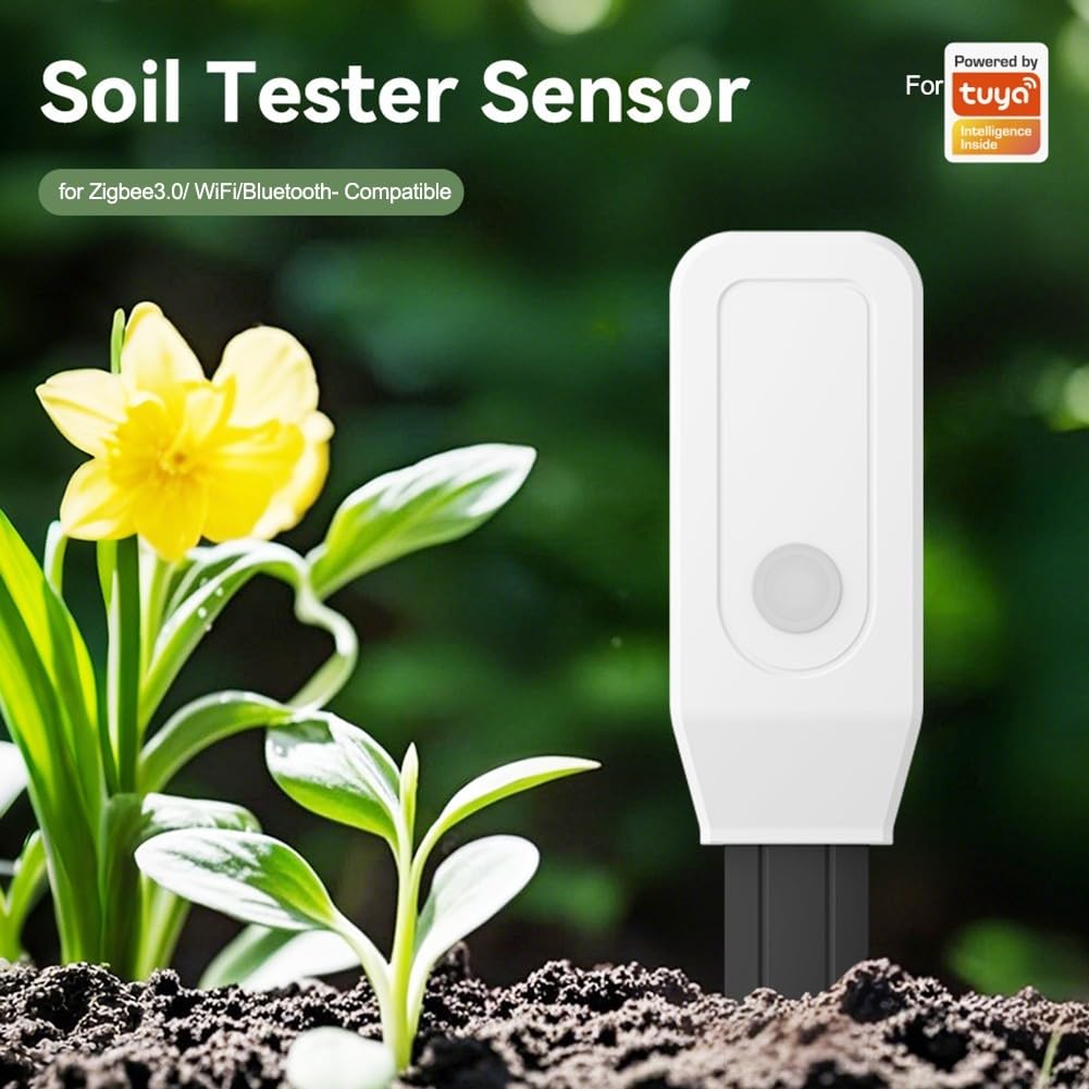Sensore del suolo, per Tuya WiFi per Zigbee Tester del suolo Monitoraggio accurato della temperatura dell'umidità, l'app Smarts Life tiene traccia dei dati (per Zig-bee)