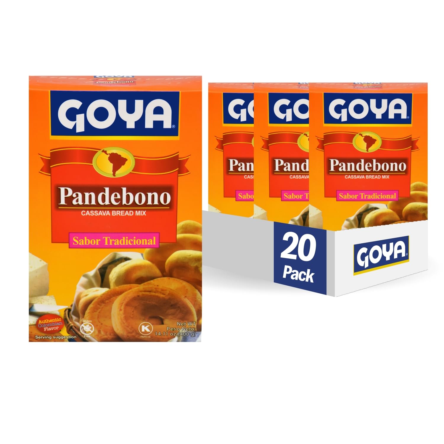 Goya Foods Pandebono Traditional Cassava Bread Mix, 14.11 Ounce (Pack of 20), (3190) Best By 12/2025)