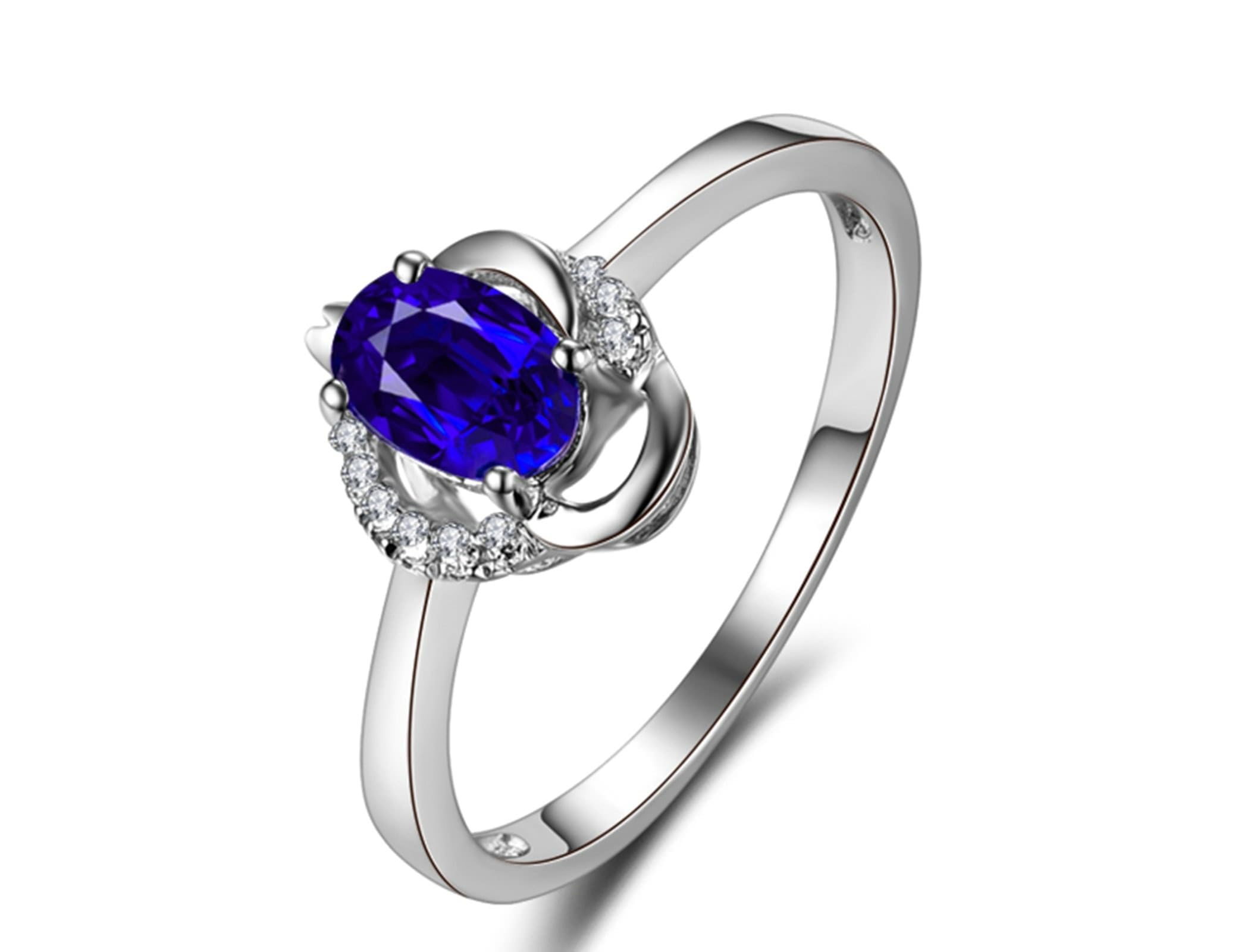 Wycian Anello Donna con Pietra Anello Oro da Uomo 18K 750 Argento Zaffiro Naturale da 0,5 CT Numero Solido Non Placcato Moda per Sorella Natale Gioielli