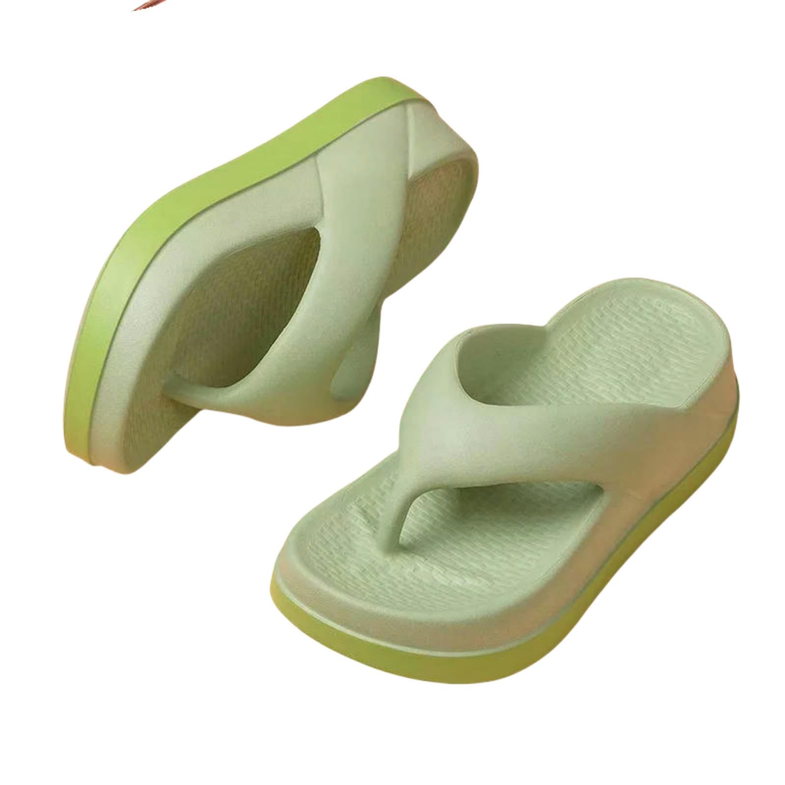 Gyios Women's Green Slippers Comfortable Flip Flops For Summer Thick Sole Height Increase Platform Sandals Indoor Outdoor Slides-37-38