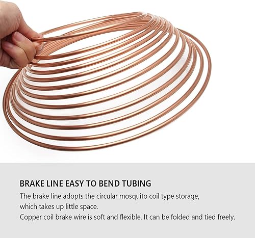 Miniatura 5 de Kit de línea de freno de 25 pies, tubo de línea de freno de cobre chapado en zinc 316 - 16 accesorios de línea de freno invertidos - Kit de