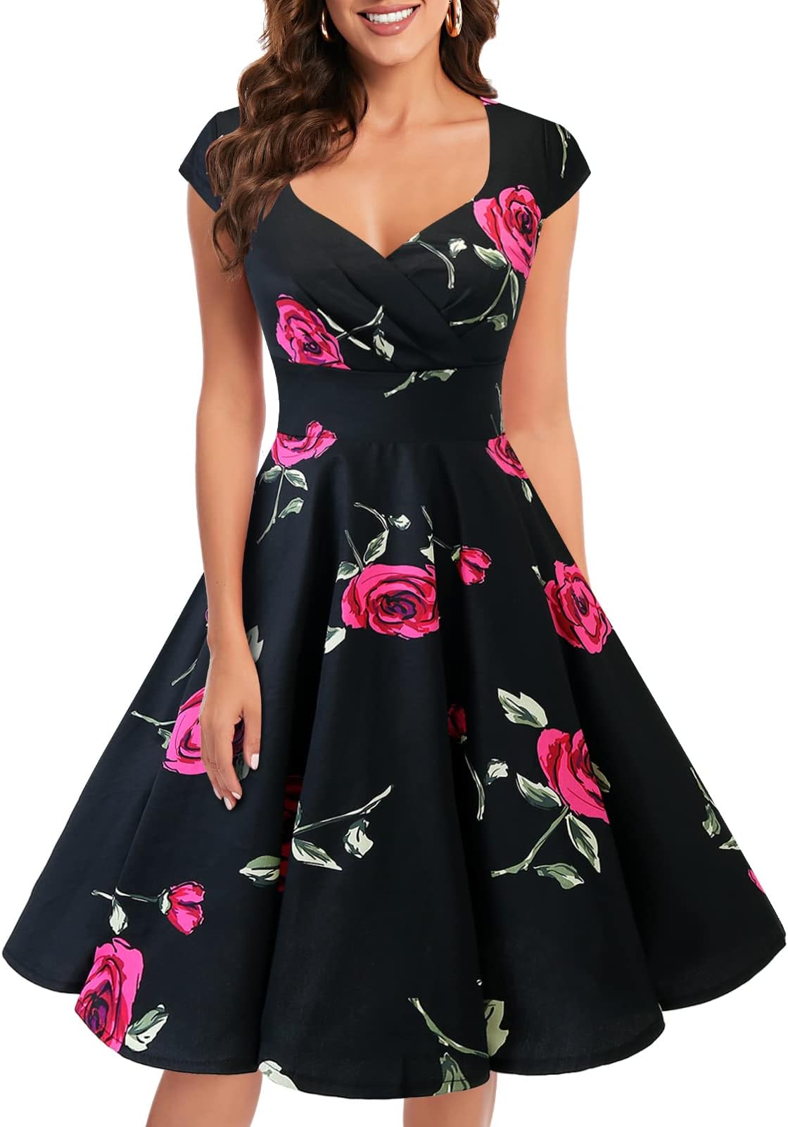 Bbonlinedress Women Short 1950s Retro Vintage Cocktail Party Swing Dresses