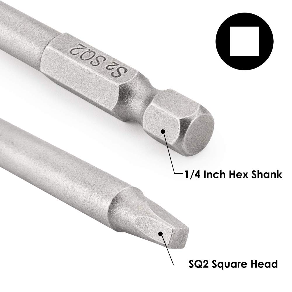 SQ2 Square Head Screwdriver Bits Kit - 10Pcs, 1/4 Inch, Agnetic, Hex - View #12