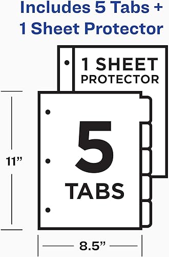 Miniatura 3 de AVERY Clear Easy View - Separadores de plástico duraderos, 5 pestañas (16740), multicolor (paquete de 2)