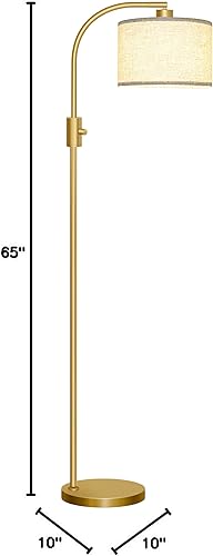 Miniatura 9 de ActualizadaLámpara de pie regulable, bombilla LED de 1200 lúmenes incluida, lámparas de pie de arco dorado para sala de estar, lámpara de pie