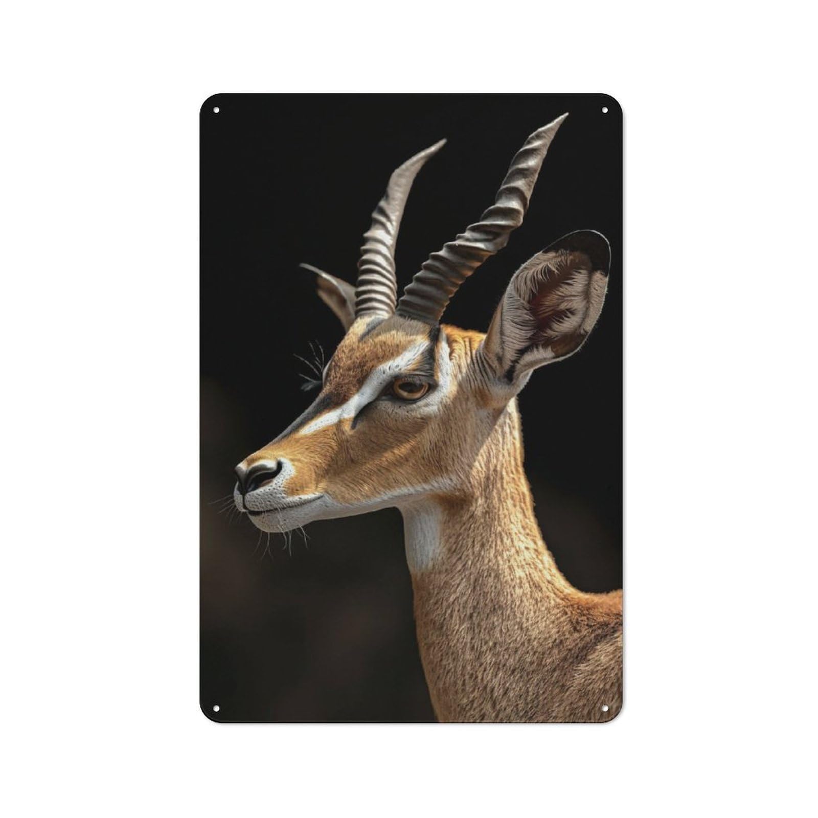 Metal Wall Sign with Antelope Design 30x20cm, Loft Style Studio Wall Art for Flat, Bar, Studio Or Gallery Wall