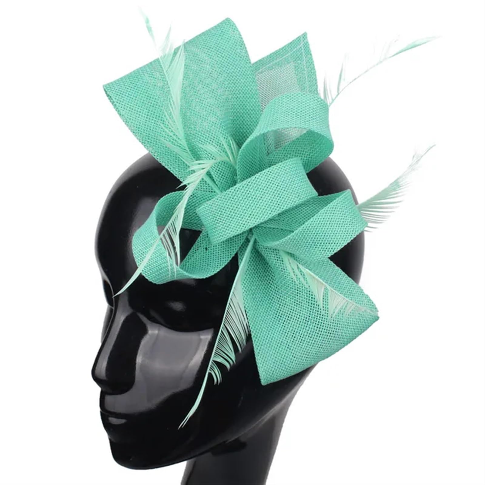 UALXPAO Wedding Hats Imitation Sinamay Wedding Headwear Bride Fascinator Hat Hair Pin With Fancy Feathers Accessories Ladies Headdress for Tea Party,Weddings(Green2)