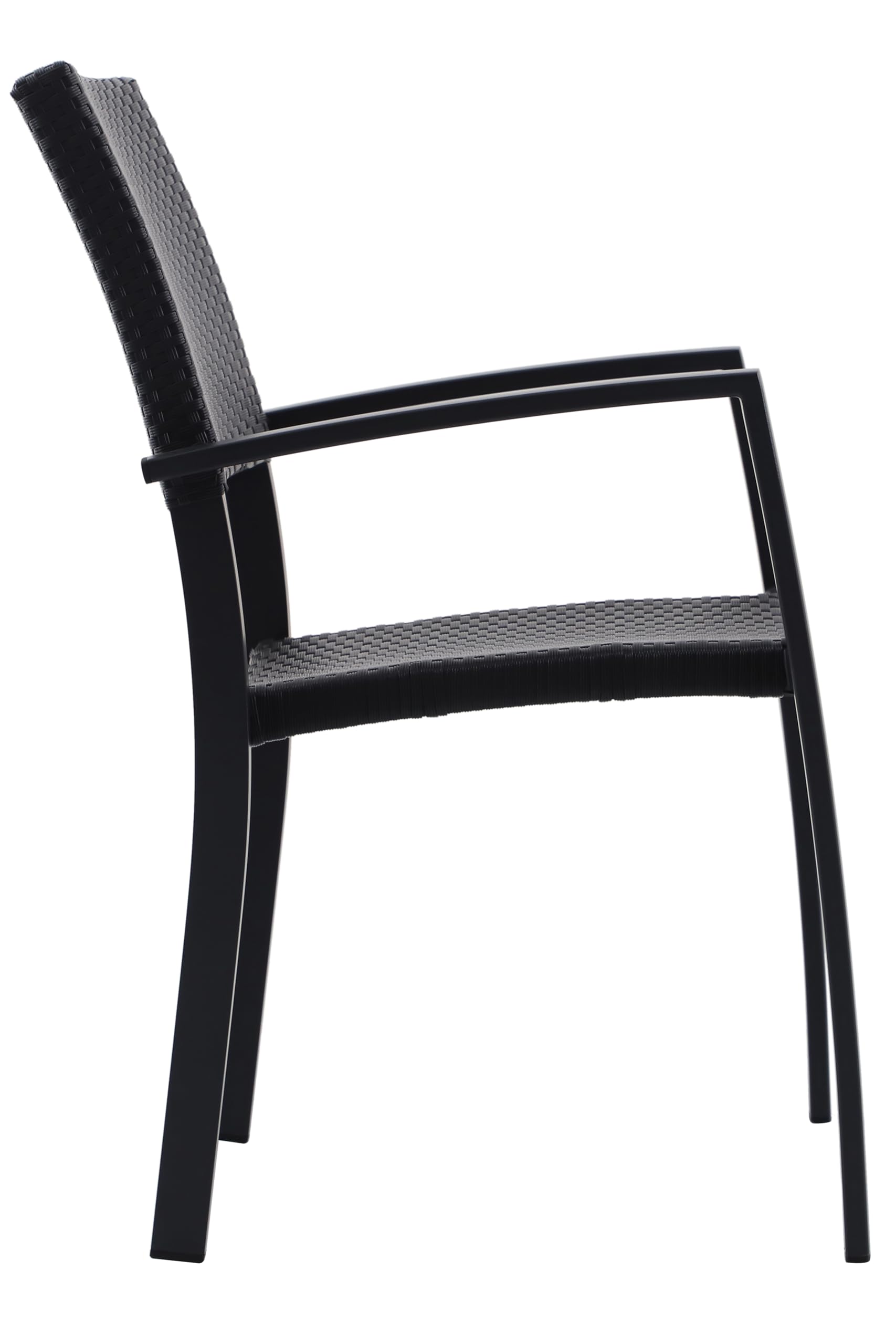METRO Professional Silla de Jardín con Reposabrazos Balsario, Aluminio/Ratán Sintético, Apilable, para Exterior, Negro