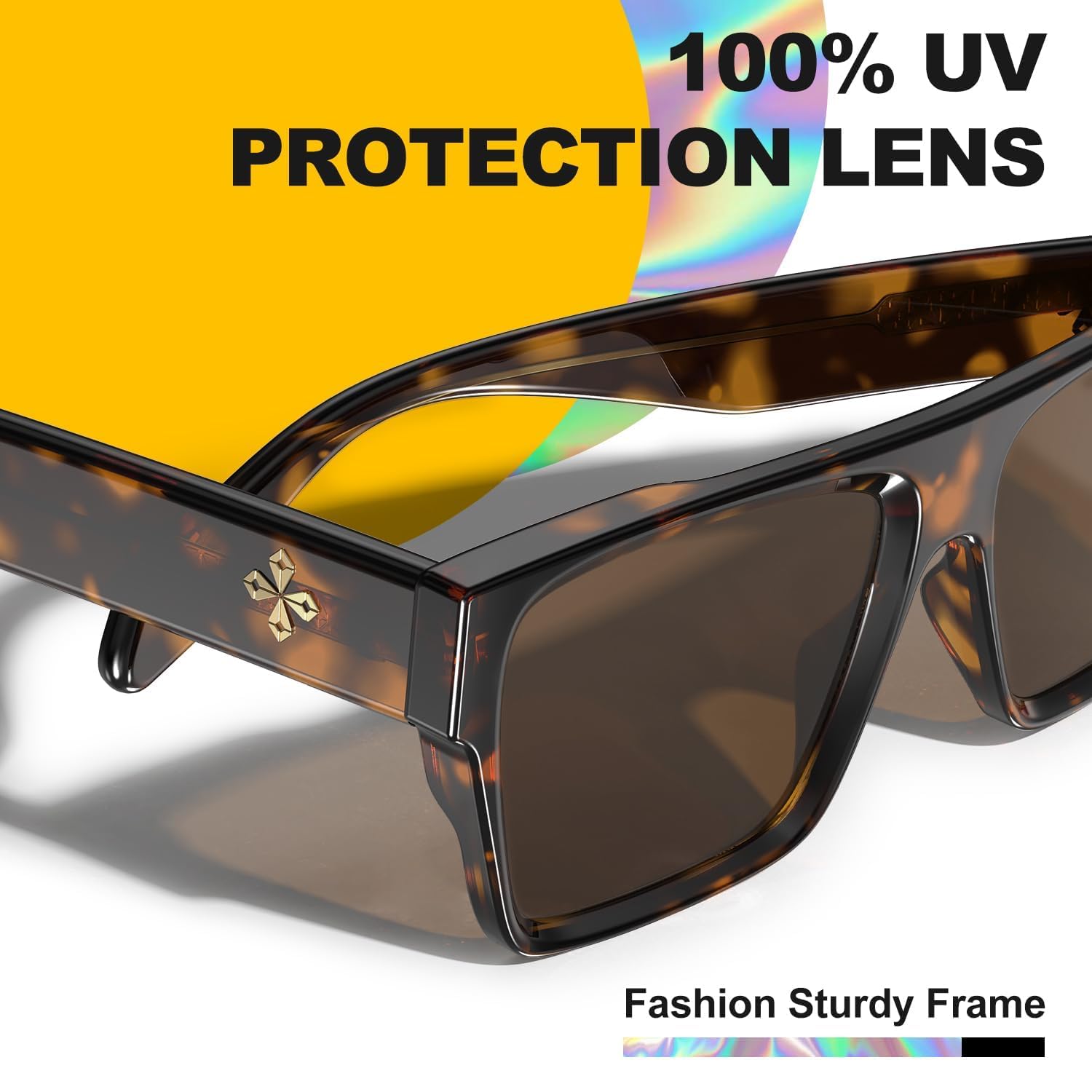 VISOONE Übergroße, quadratische Sonnenbrille mit flacher Oberseite, für Damen und Herren, Retro, trendig, Mode-Accessoires, UV400-Schutz, Schattierungen Alba