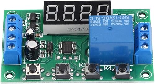 Miniatura 4 de Hilitand Módulo de interruptor de control de automatización de relé de temporizador ajustable con pantalla LED (12V, verde)