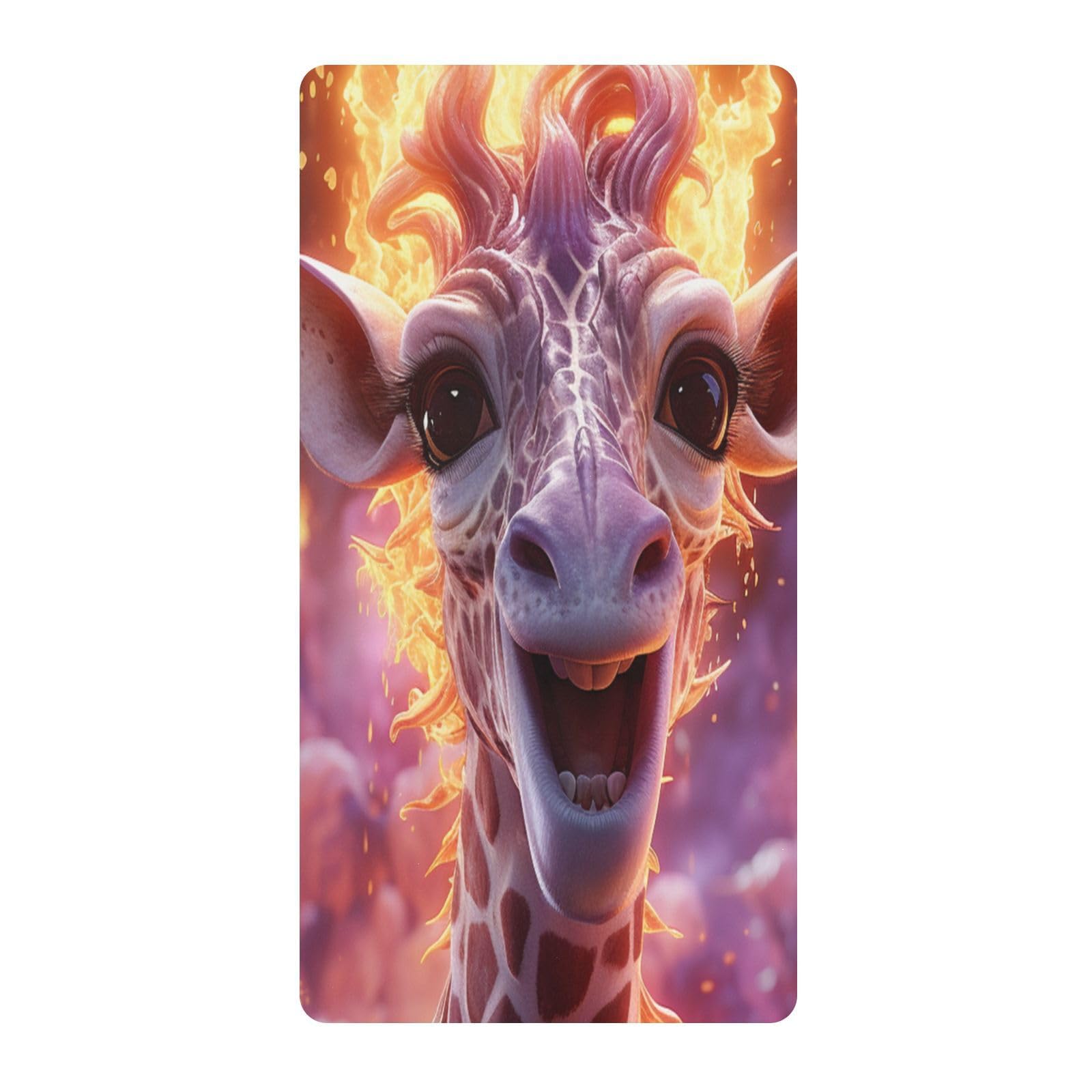 Angry Giraffe Purple Fire Toddler Crib Sheet Soft Cotton Baby Play Sheets Fitted for Mattress Playard