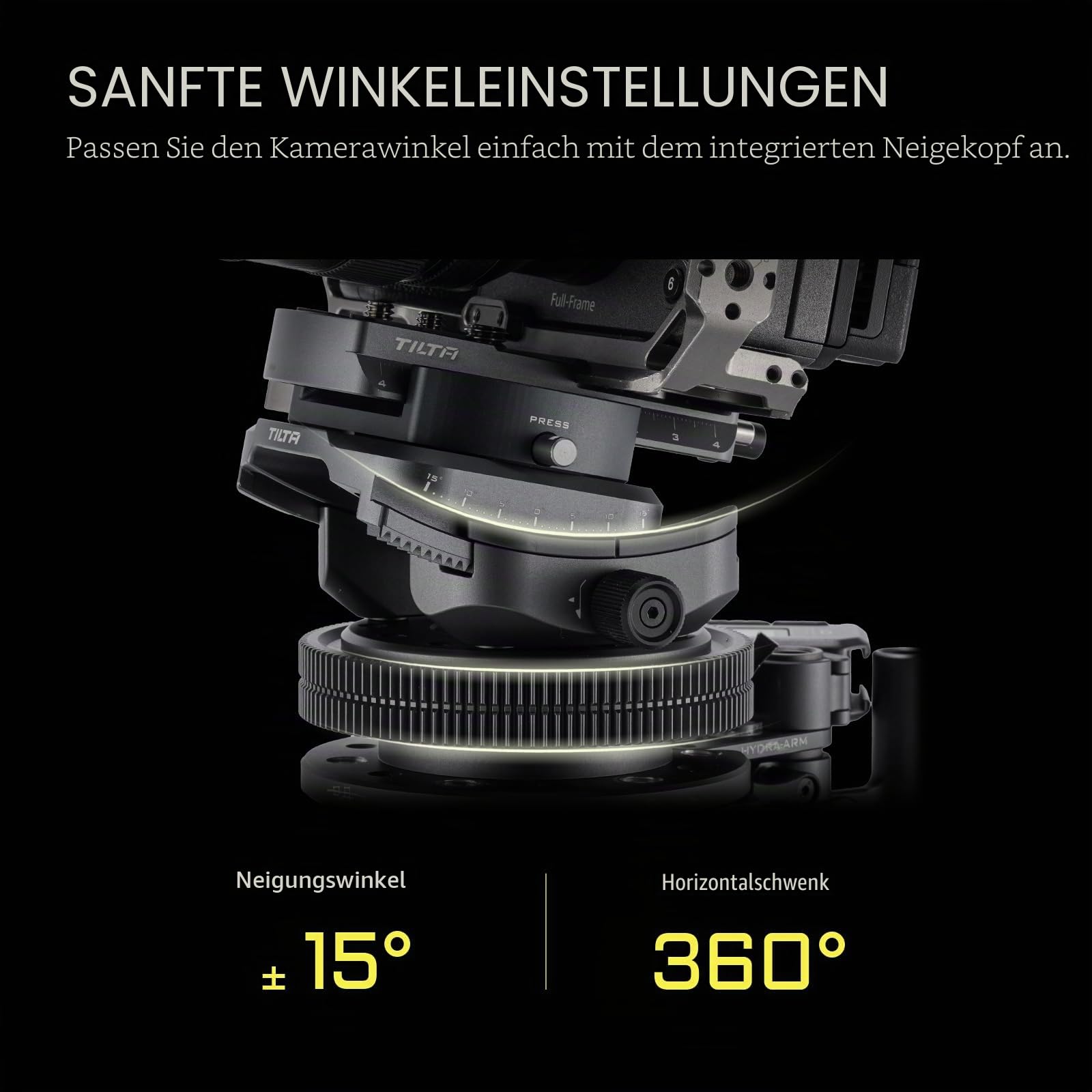 Tilta Hydra x Dan Ming Speed Pan System Pro Kit, Auto-Montagesystem mit Mini-Neigekopf, 4,5″ Elektronische Saugnäpfe - Schwarz HDA-T19-B
