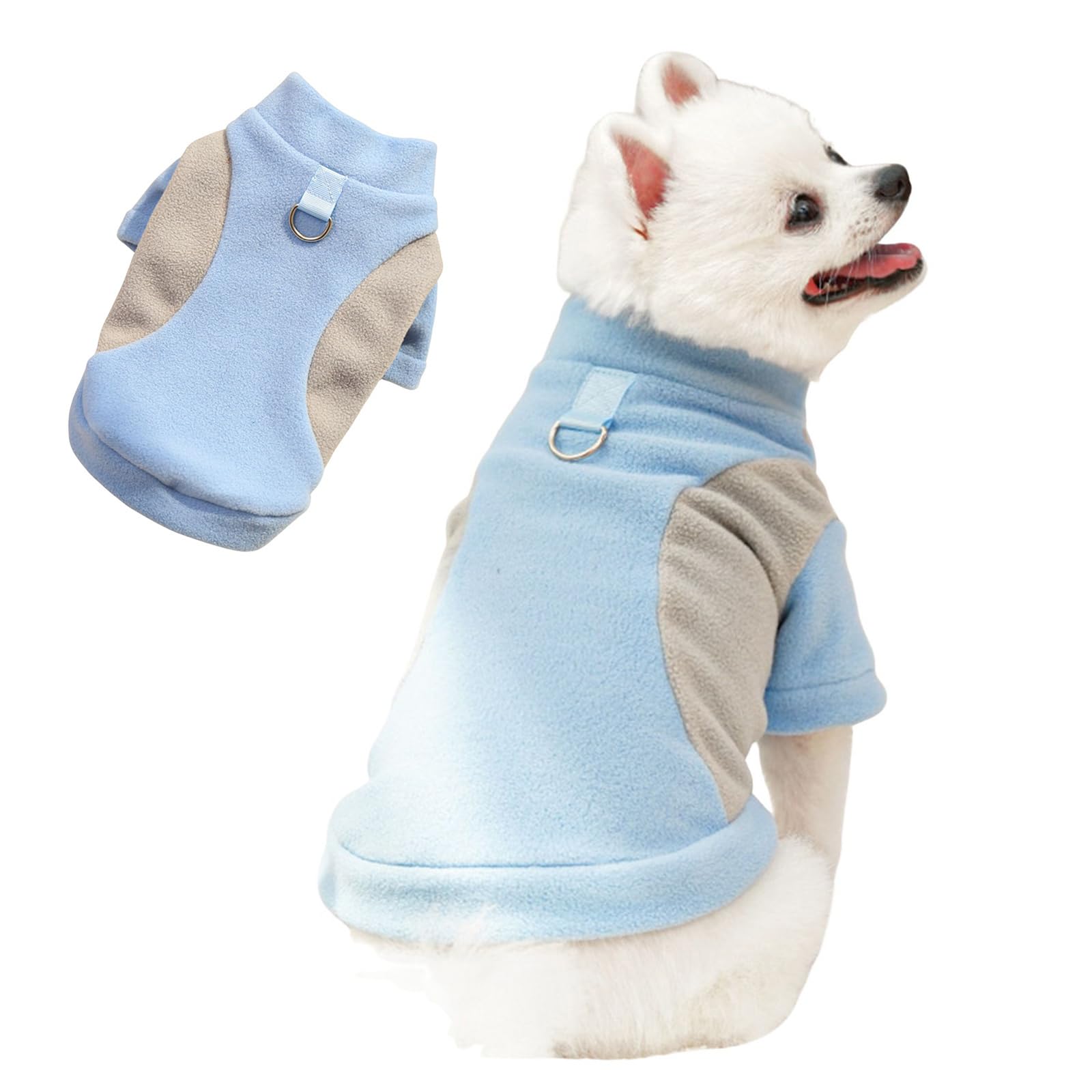 BT Bear Dog Warm Sweater Coat,Fleece Winter Sweatshirt Pullover Dog Jacket with D-ring for Medium Large Dogs,Blue_5XL