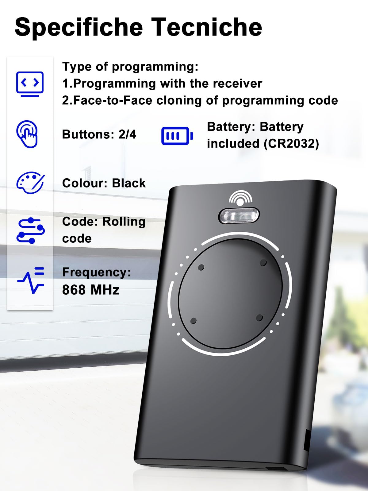 Telecomando Cancello 3 Pezzi 868MHz – Compatibile Con XT2/XT4 SLH LR, 2 Canali, Con Batterie E Manuale
