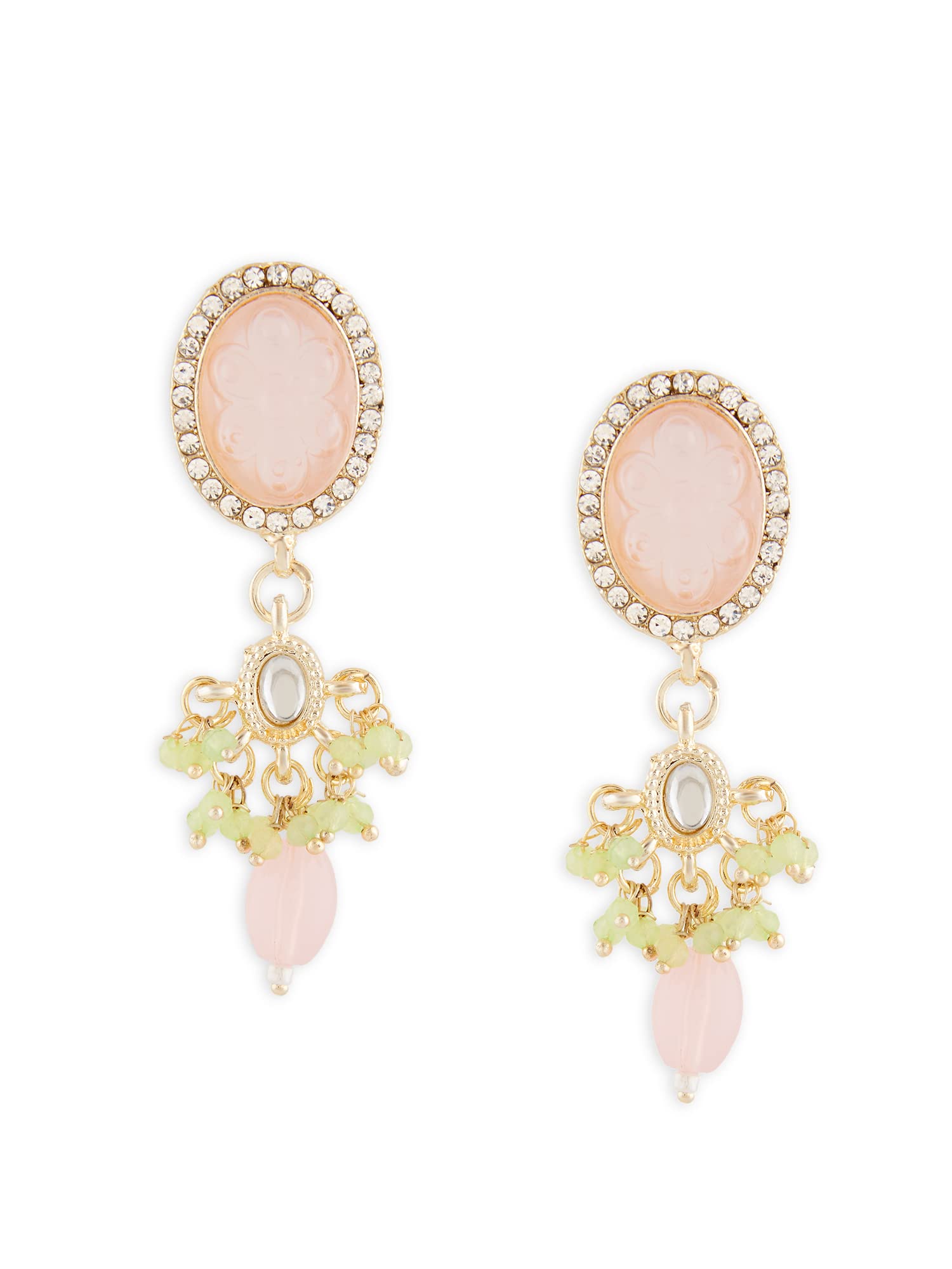 Zaveri Pearls Pink Green Stones & Beads Dazzling Austrian Diamond Drop Earring For Women-ZPFK15882 (B0C4H9GM3L) Amazon Price History, Amazon Price Tracker