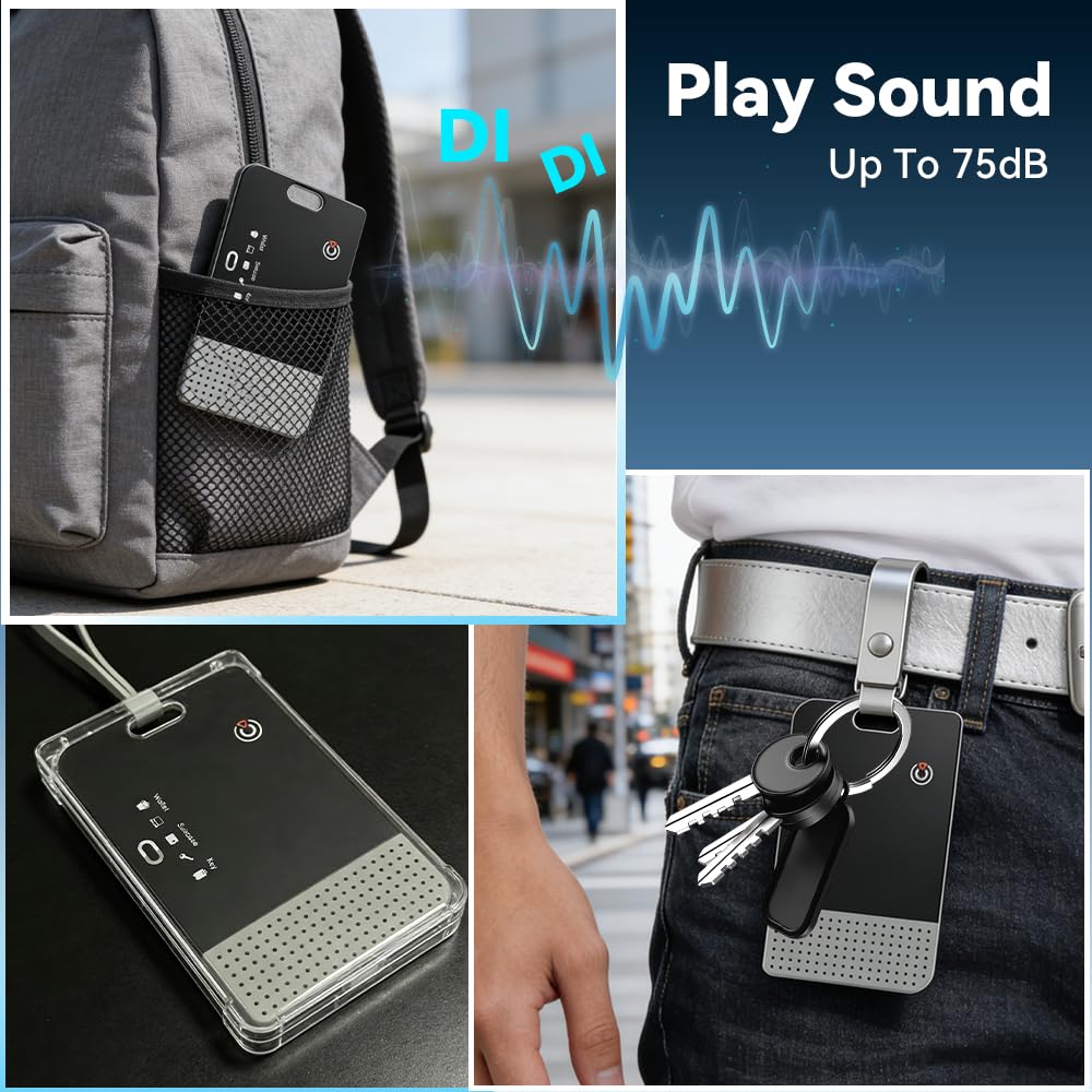 Il tracker per carte 2026 funziona con Apple Find My – Ultra sottile Wallet Tracker Card con ricarica wireless, durata della batteria di 8 mesi, rilevatore acustico forte da 75 dB per portafogli