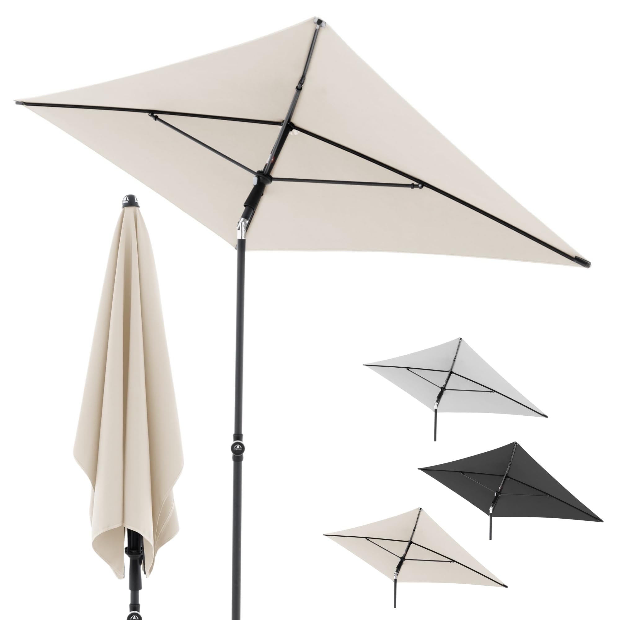 Doppler Sonnenschirm Rethink 180x120 cm, Natur, Balkonschirm mit Hülle | Rechteckiger Gartenschirm, Balkonschirm aus 100% recyceltem Polyester, Handöffner, neigbar & höhenverstellbar, UV 50+