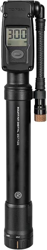 Topeak Mountain Digital 2Stage Bike Pump – Dual-Mode High-Pressure/High-Volume Shock Pump with Digital Gauge, SmartHead ThreadLock & Pressure-Rite Valve System | frame-mount-bike-pumps