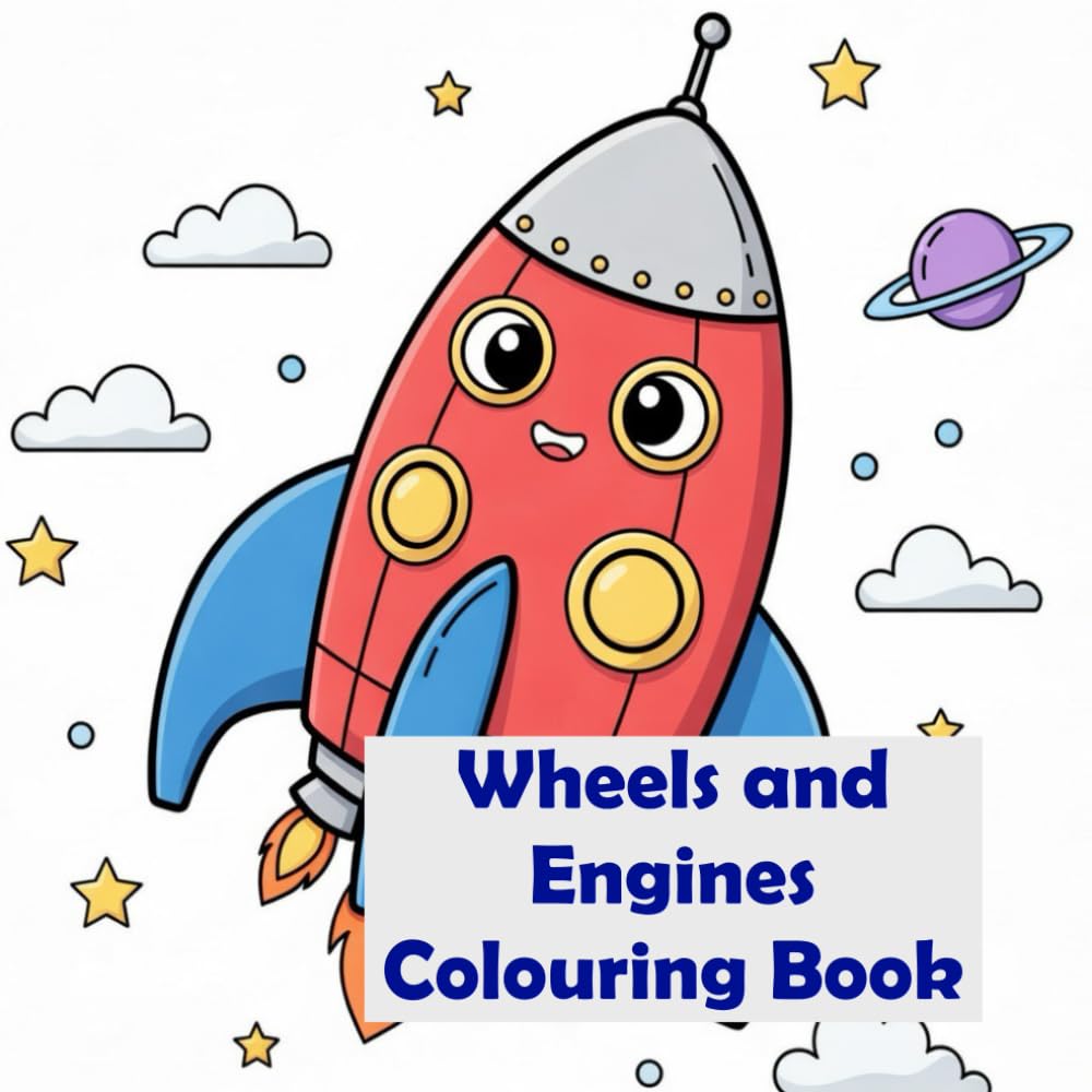Wheels And Engines Colouring Book