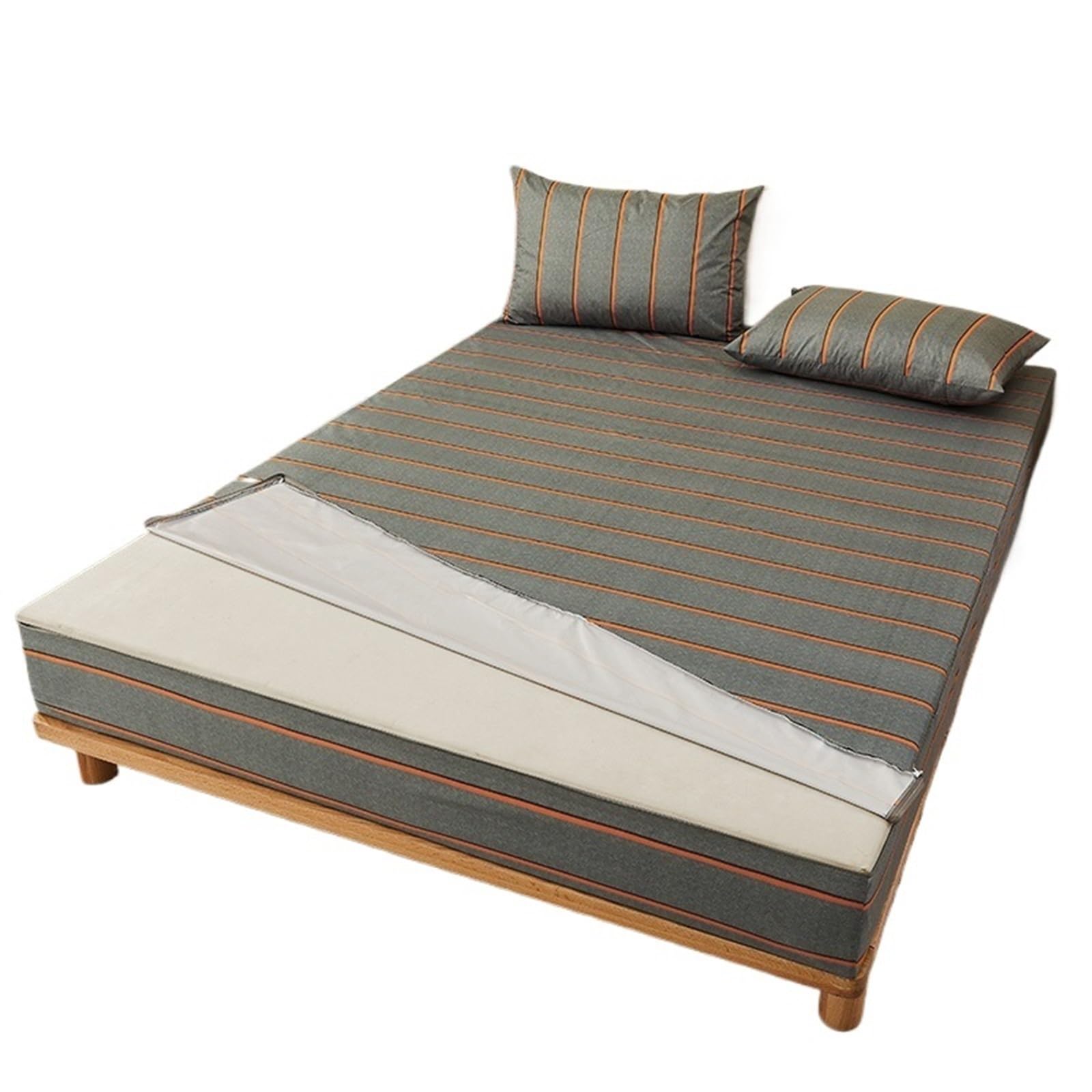 Waterproof Mattress Cover Waterproof Mattress Cover Six-Sided All Inclusive With Zipper Removable Fitted Sheet Breathable Protector Pad(Ri guang qing cheng,150X200X25cm 1Pc)